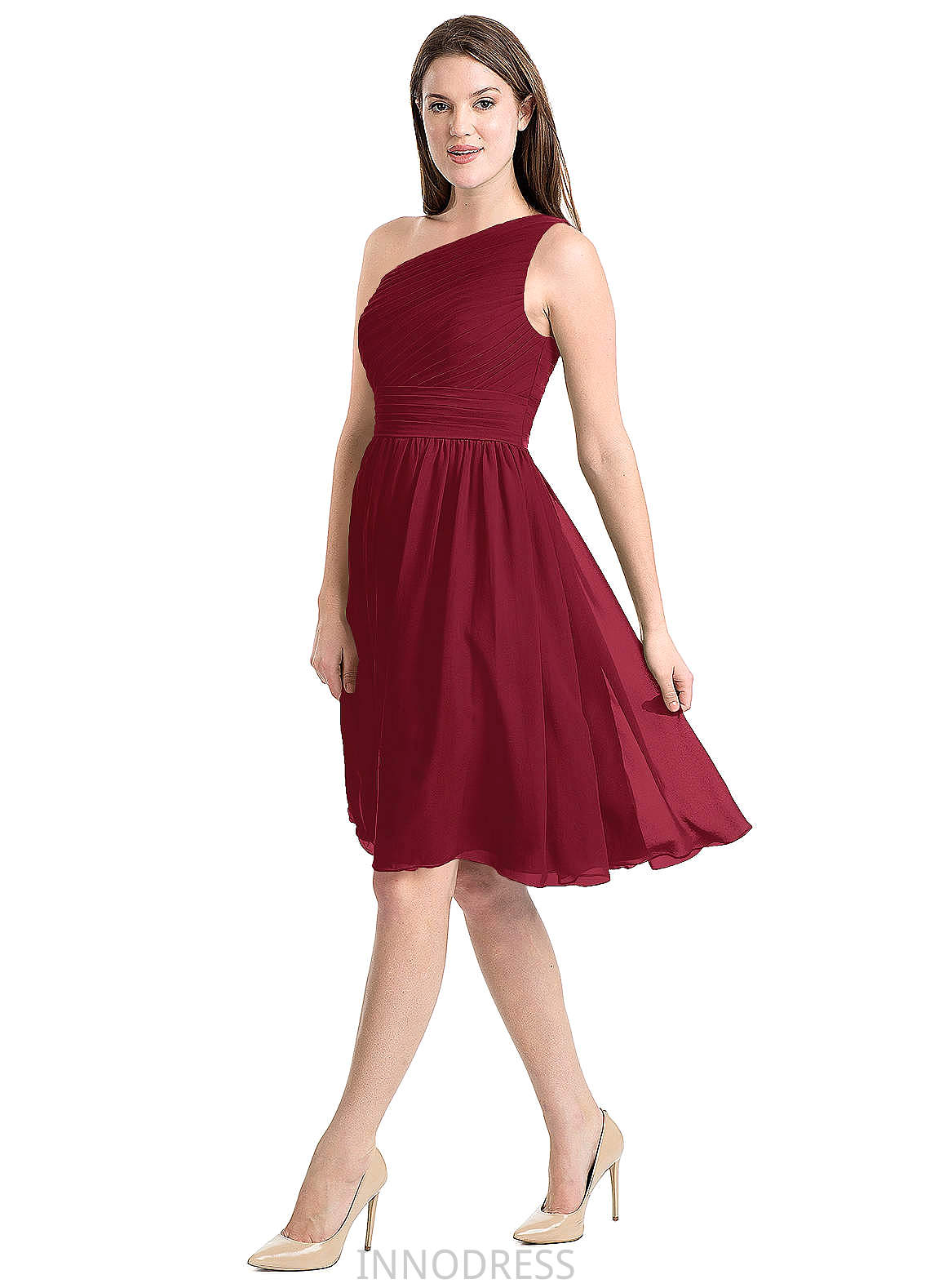 Adalyn Knee Length A-Line/Princess Natural Waist V-Neck Bridesmaid Dresses