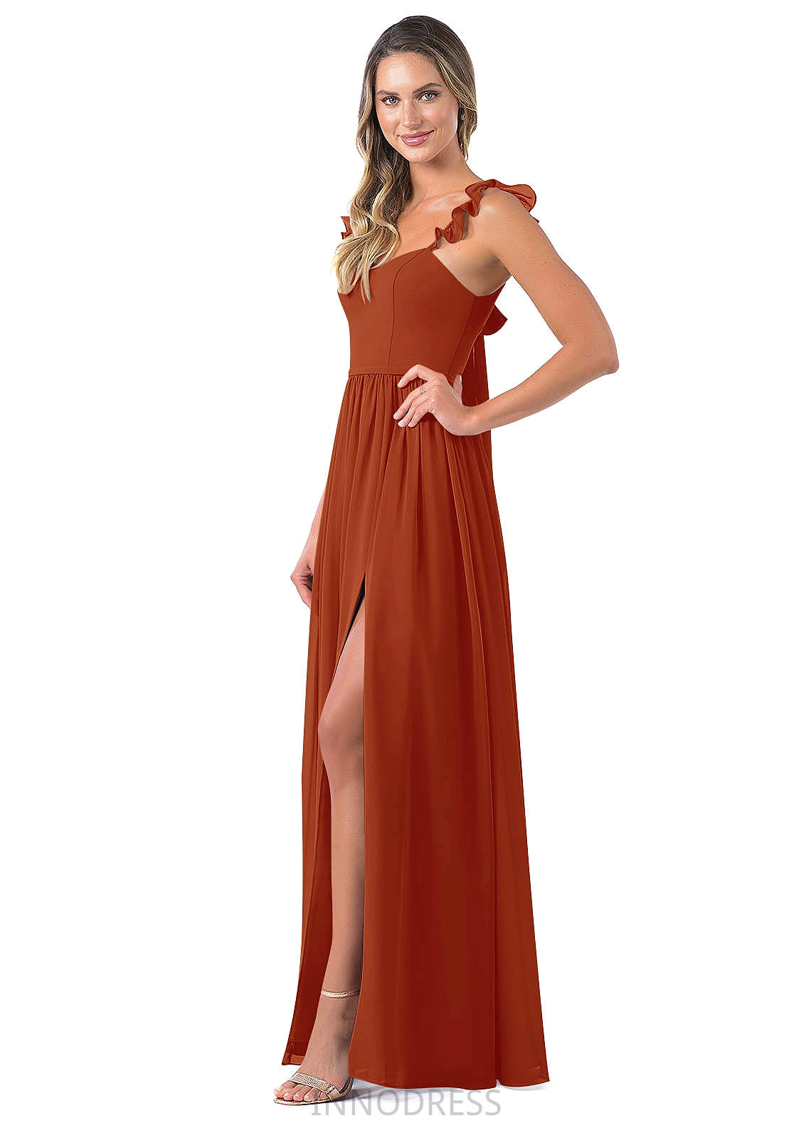 Malia A-Line/Princess V-Neck Floor Length Natural Waist Sleeveless Bridesmaid Dresses