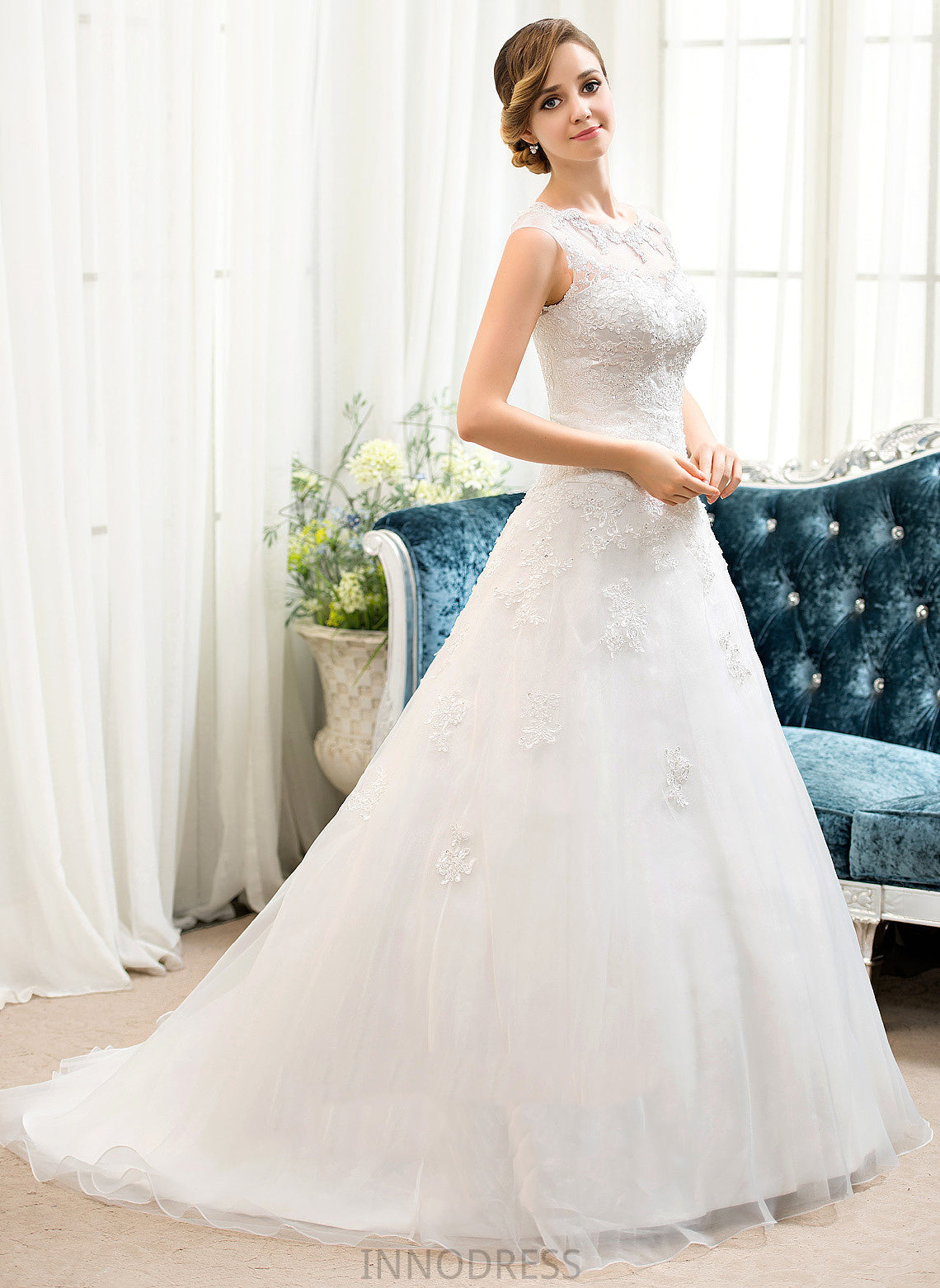 Sequins Wedding Wedding Dresses Dress Rosalind Illusion Sweep Lace With Ball-Gown/Princess Tulle Train Beading Organza