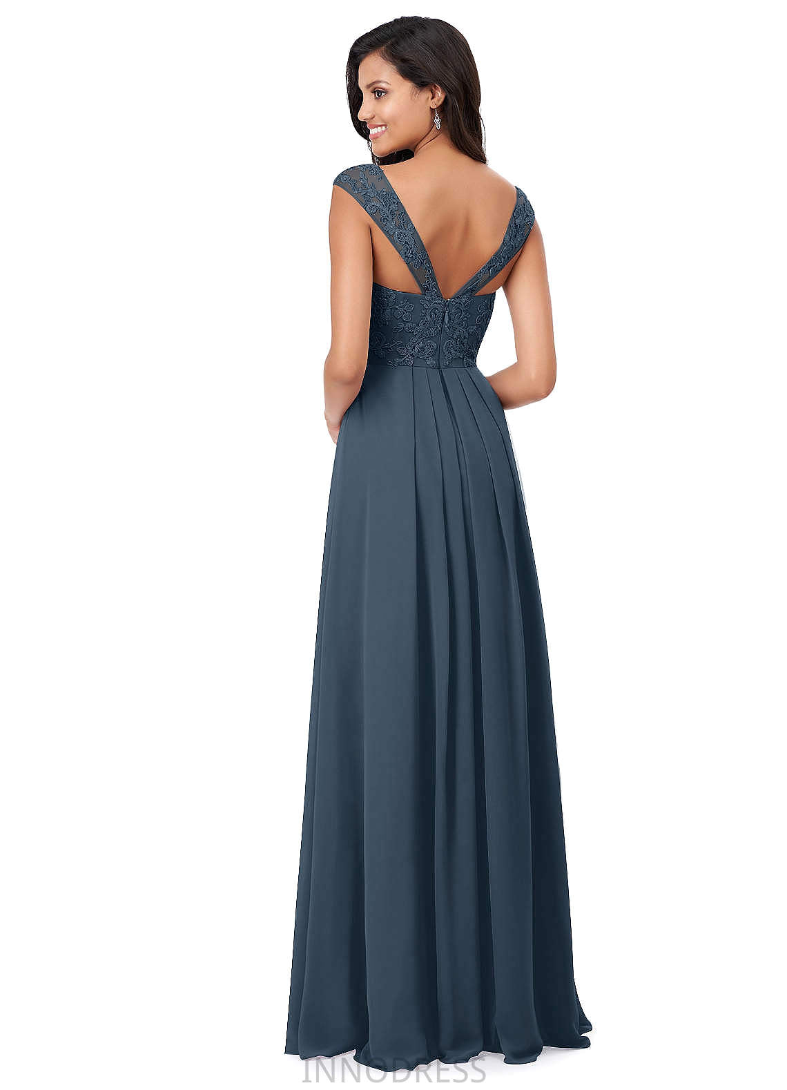 Maisie A-Line/Princess Floor Length Natural Waist Cap Sleeves Bridesmaid Dresses