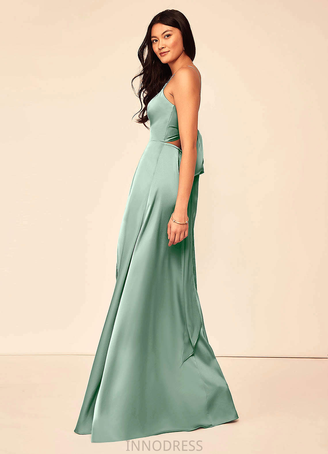 Rowan A-Line/Princess Short Sleeves Natural Waist Floor Length V-Neck Bridesmaid Dresses