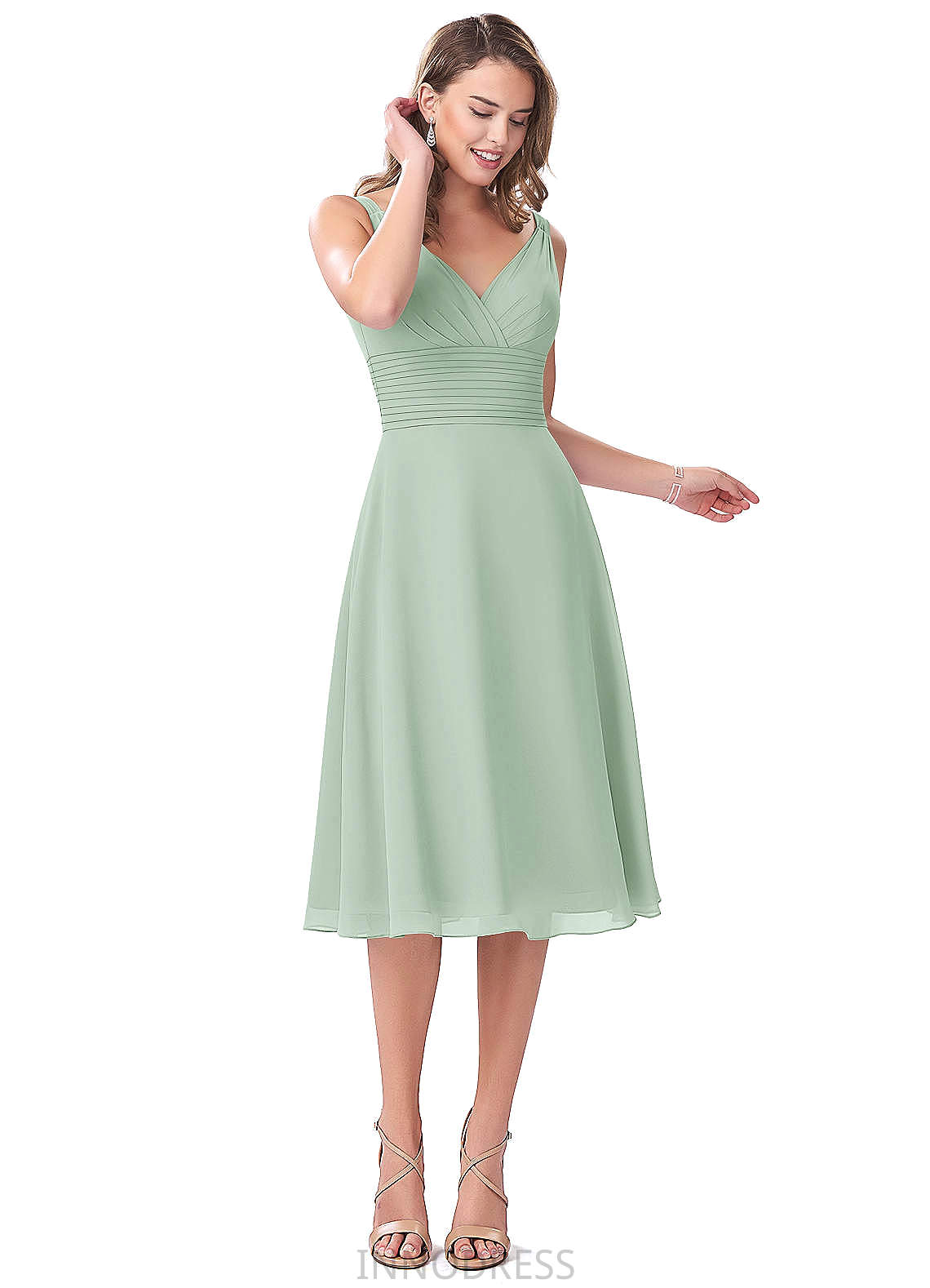 Giada Sleeveless A-Line/Princess Floor Length Natural Waist Spaghetti Staps Bridesmaid Dresses