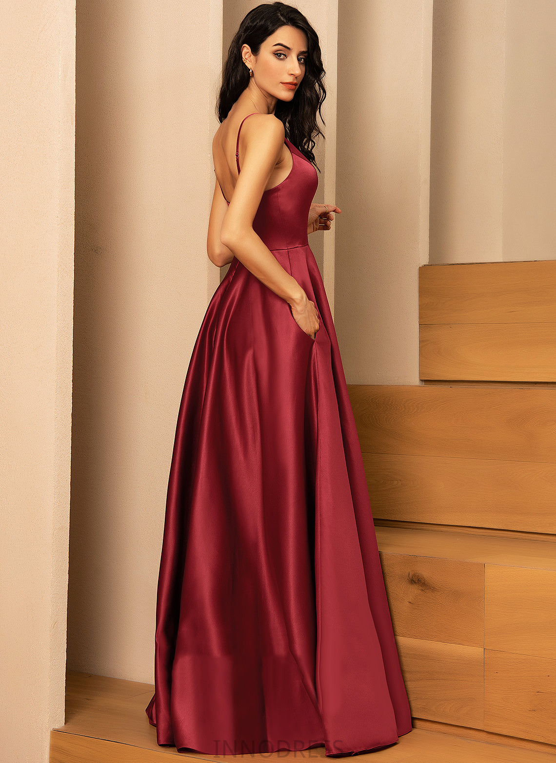 Floor-Length A-Line Neckline Length V-neck Silhouette Straps&Sleeves Fabric Satin Vera Floor Length A-Line/Princess Bridesmaid Dresses