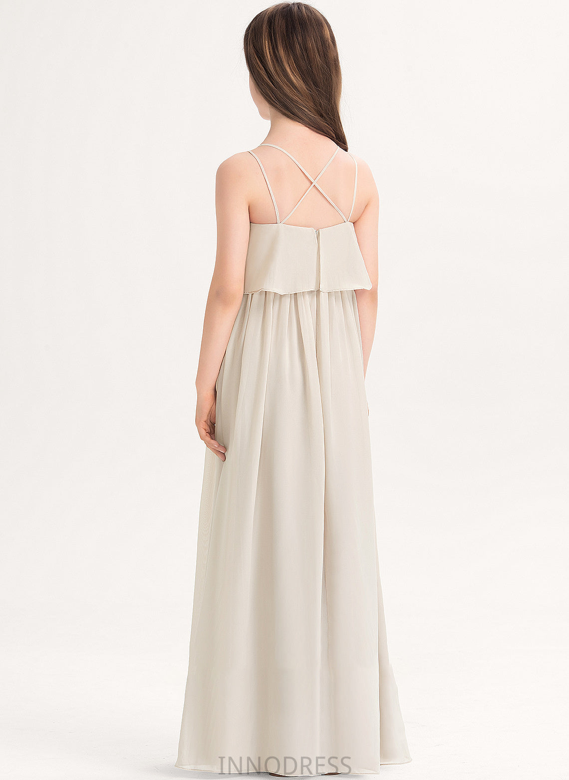 Kailee A-Line Junior Bridesmaid Dresses V-neck Floor-Length Chiffon