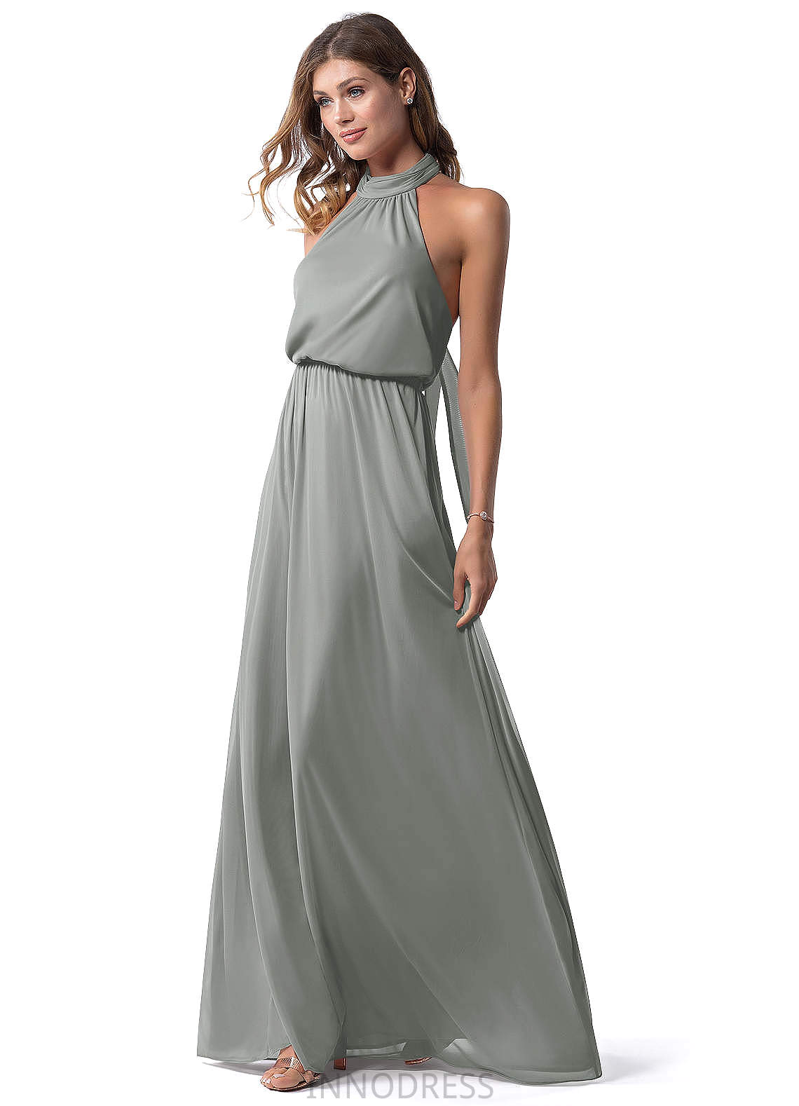 Courtney Scoop Natural Waist High Low A-Line/Princess Sleeveless Bridesmaid Dresses