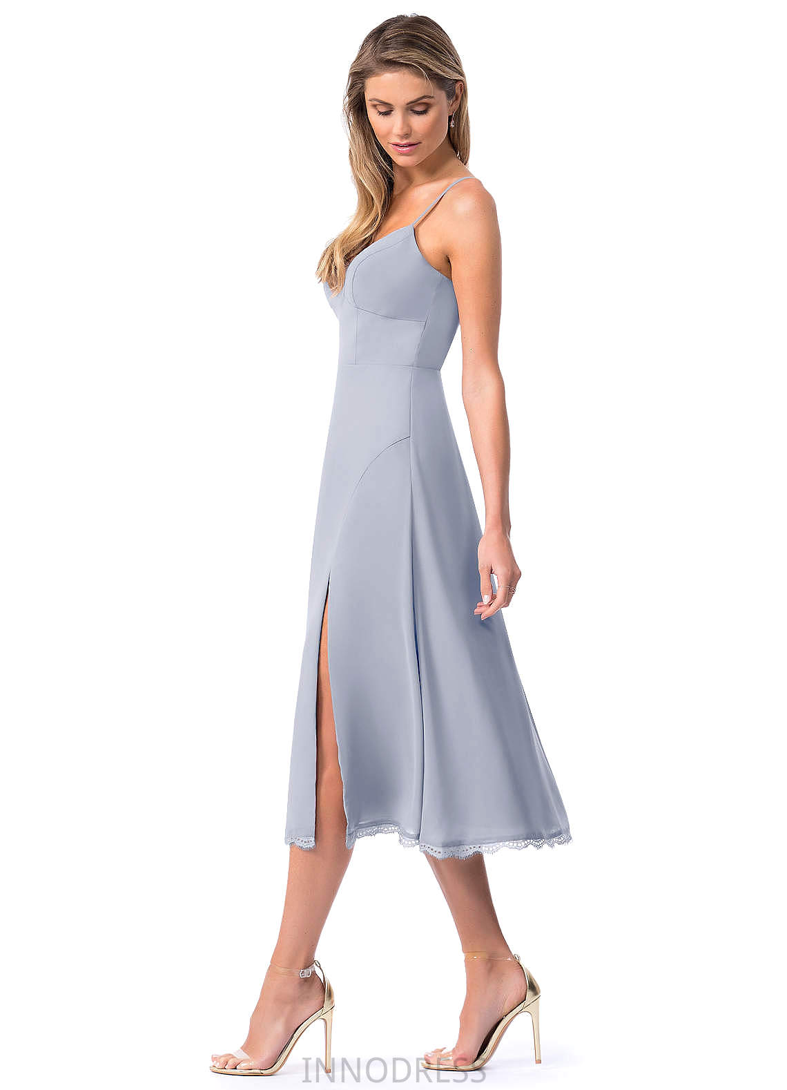 Lesley A-Line/Princess Sleeveless Floor Length Natural Waist Spaghetti Staps Bridesmaid Dresses