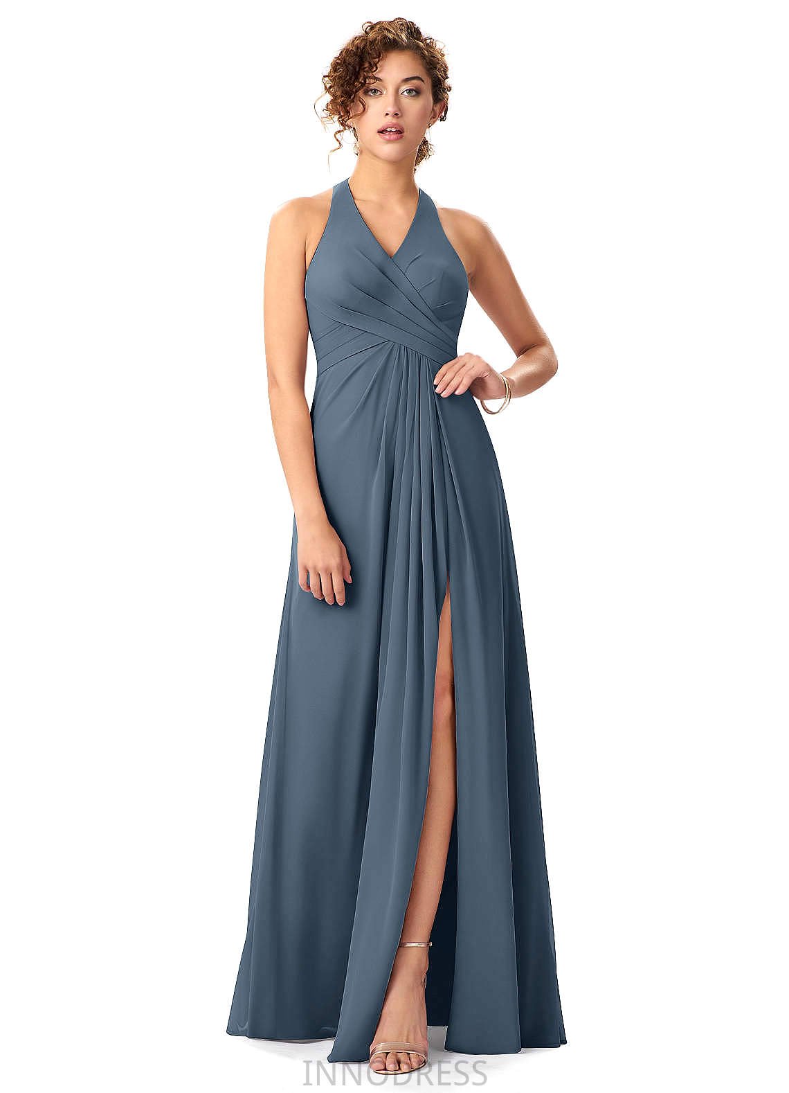 Vanessa Natural Waist Sleeveless Floor Length A-Line/Princess Spaghetti Staps Bridesmaid Dresses