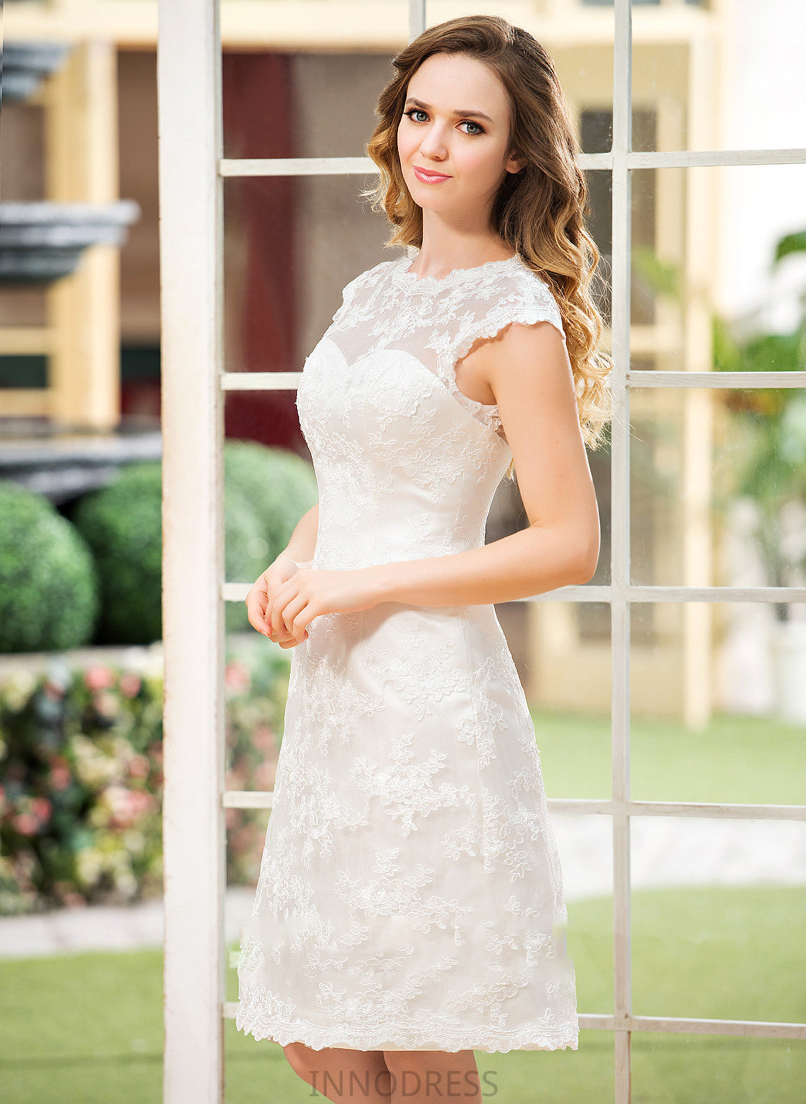 Lace Dress A-Line Neck Ina Wedding Dresses Wedding Scoop Knee-Length