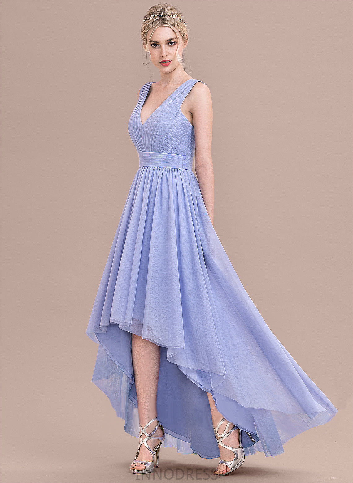 V-neck Jessie Tulle Ball-Gown/Princess With Prom Dresses Ruffle Asymmetrical