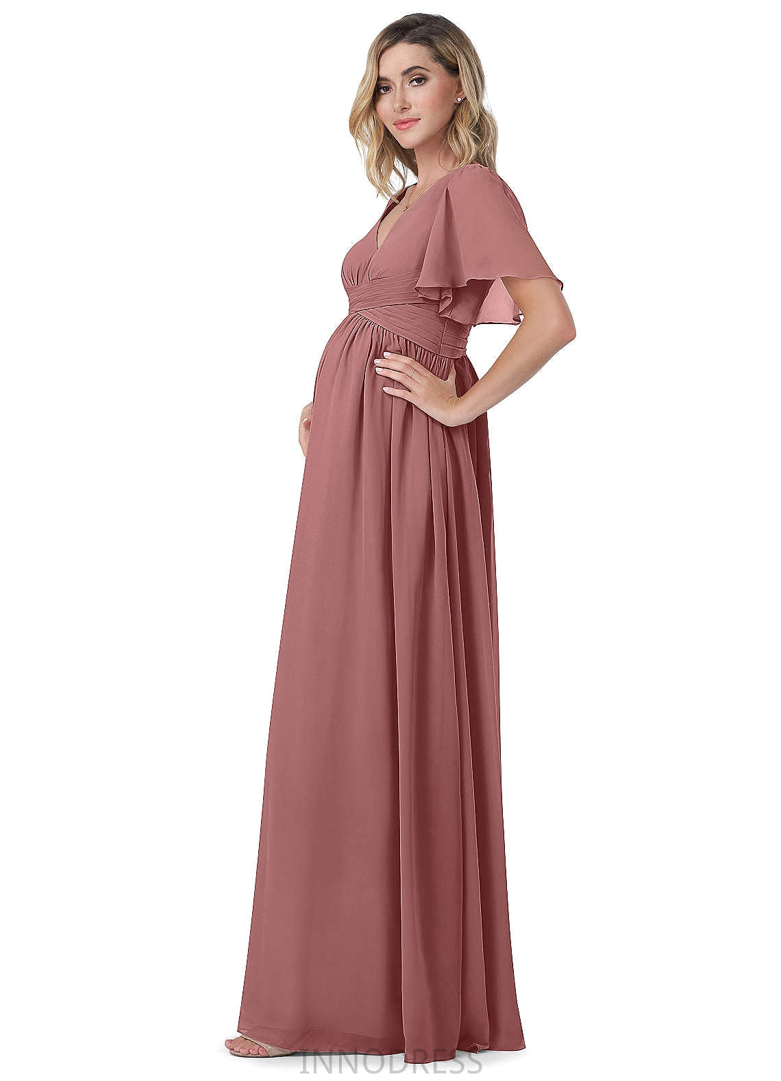 Janiah Sleeveless A-Line/Princess Natural Waist Floor Length V-Neck Bridesmaid Dresses