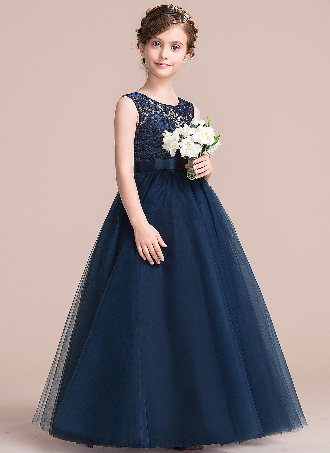 Ball-Gown/PrincessScoopNeckFloor-LengthTulleJuniorBridesmaidDressWithSash#126265 Junior Bridesmaid Dresses Rosemary