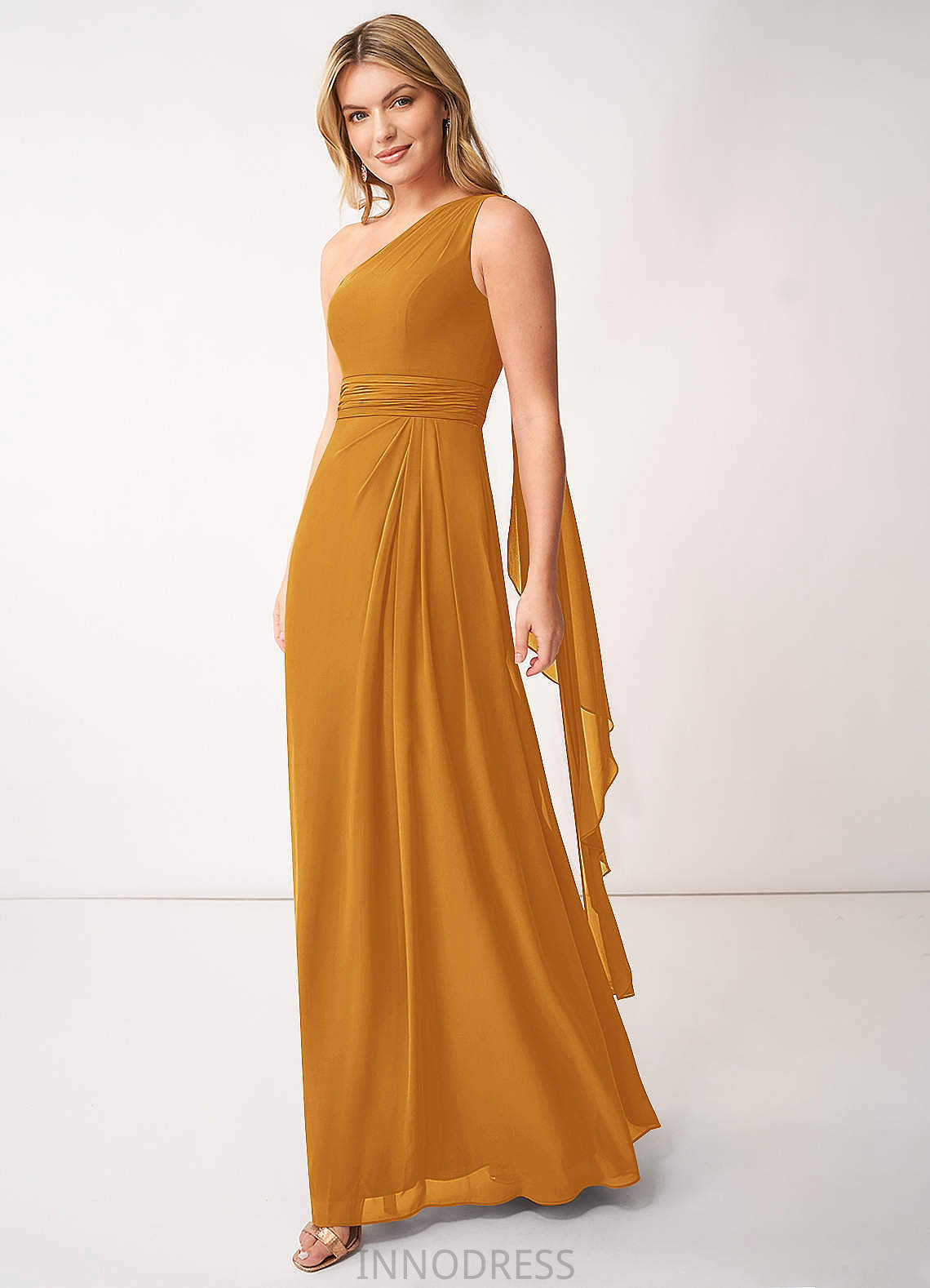 Miah Sleeveless Floor Length Natural Waist A-Line/Princess Scoop Bridesmaid Dresses