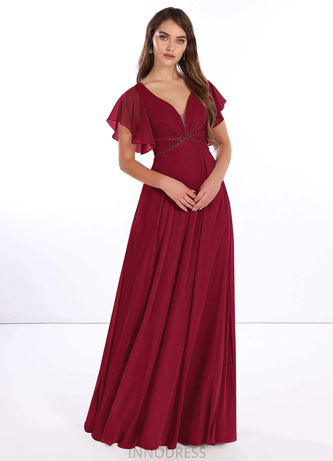 Linda Natural Waist A-Line/Princess Floor Length Sleeveless Spaghetti Staps Bridesmaid Dresses