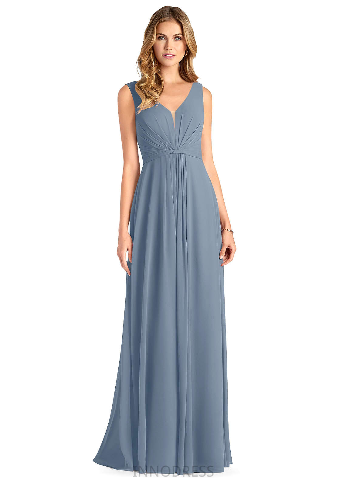 Kirsten V-Neck Natural Waist Sleeveless A-Line/Princess Floor Length Bridesmaid Dresses