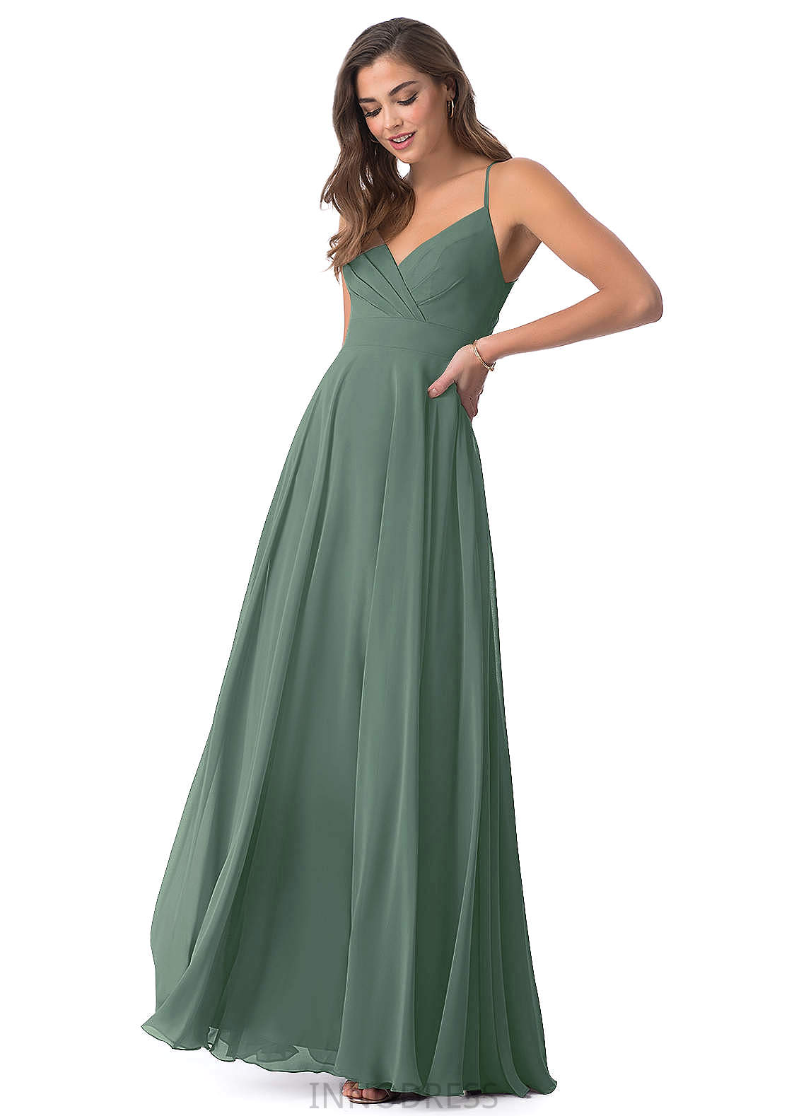 Rylie V-Neck Floor Length Sleeveless A-Line/Princess Natural Waist Bridesmaid Dresses