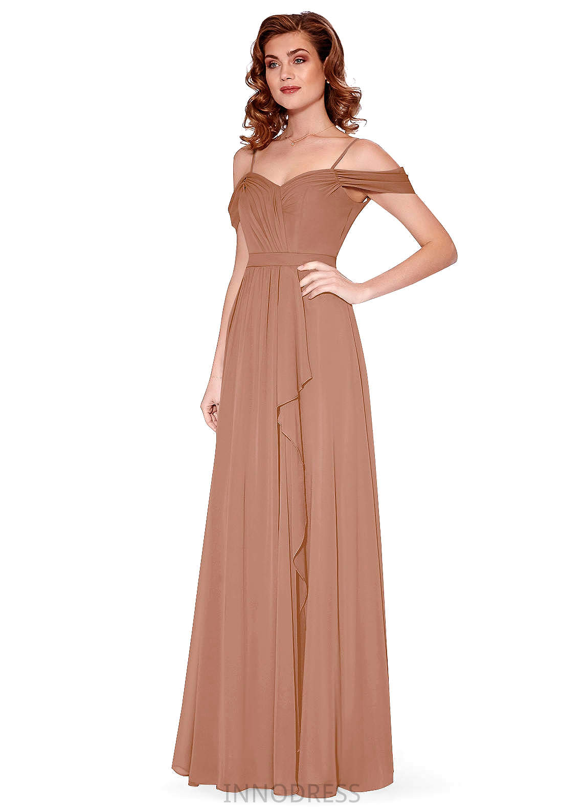 Lilia Sleeveless A-Line/Princess Natural Waist Floor Length V-Neck Bridesmaid Dresses