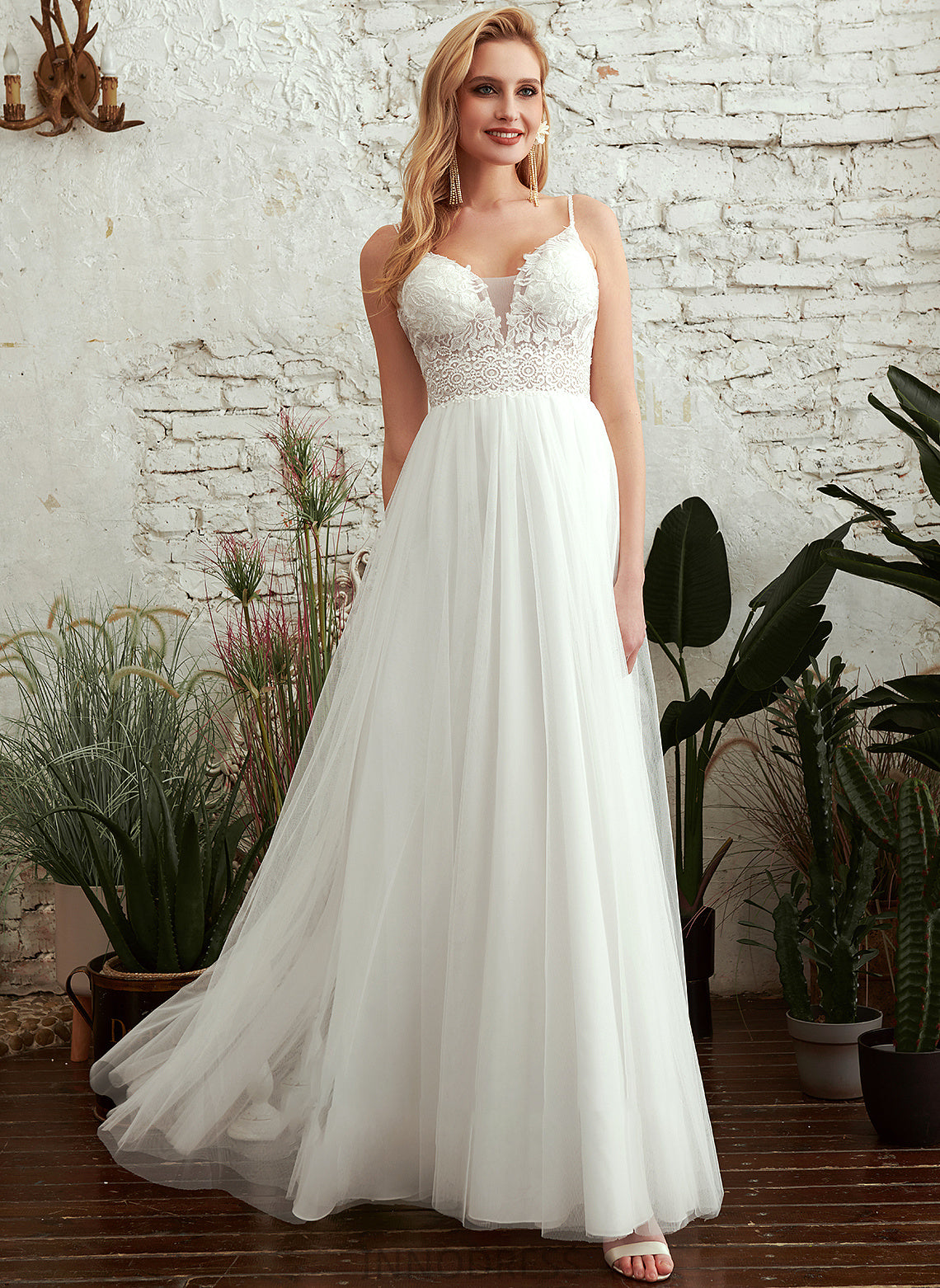 V-neck Floor-Length Wedding Dresses Dress Taryn A-Line Wedding