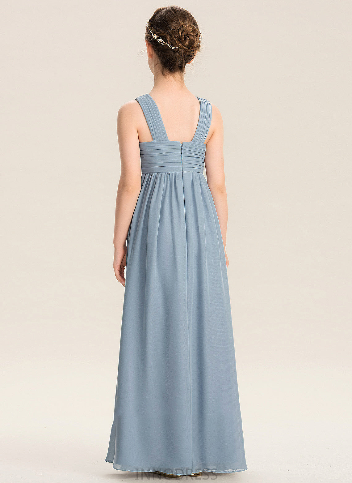 With Junior Bridesmaid Dresses A-Line Chiffon V-neck Alicia Ruffle Floor-Length