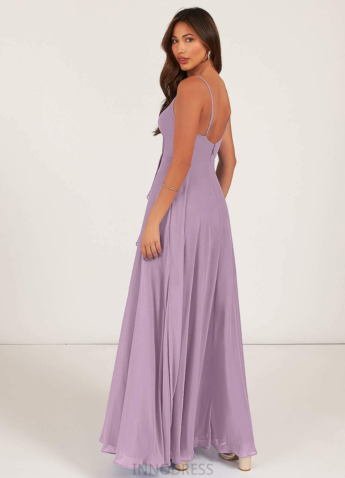 Jaylen A-Line/Princess Natural Waist Sleeveless Floor Length V-Neck Bridesmaid Dresses