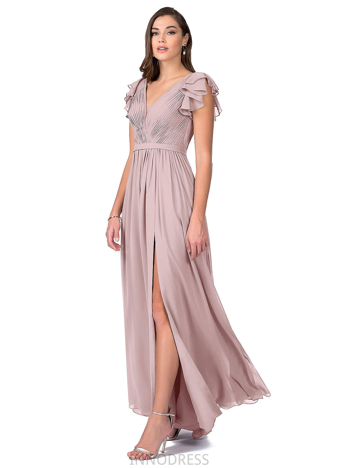 Aleena A-Line/Princess Empire Waist V-Neck High Low Sleeveless Bridesmaid Dresses