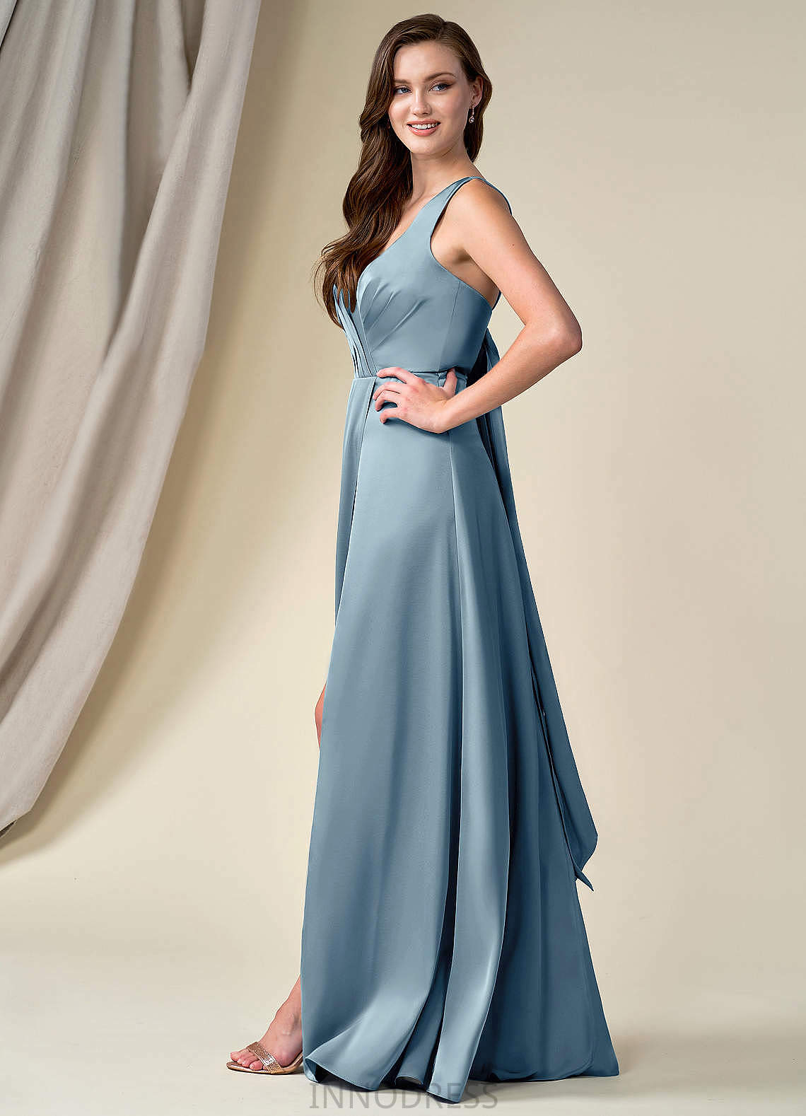 Serenity Halter A-Line/Princess Sleeveless Natural Waist Floor Length Bridesmaid Dresses