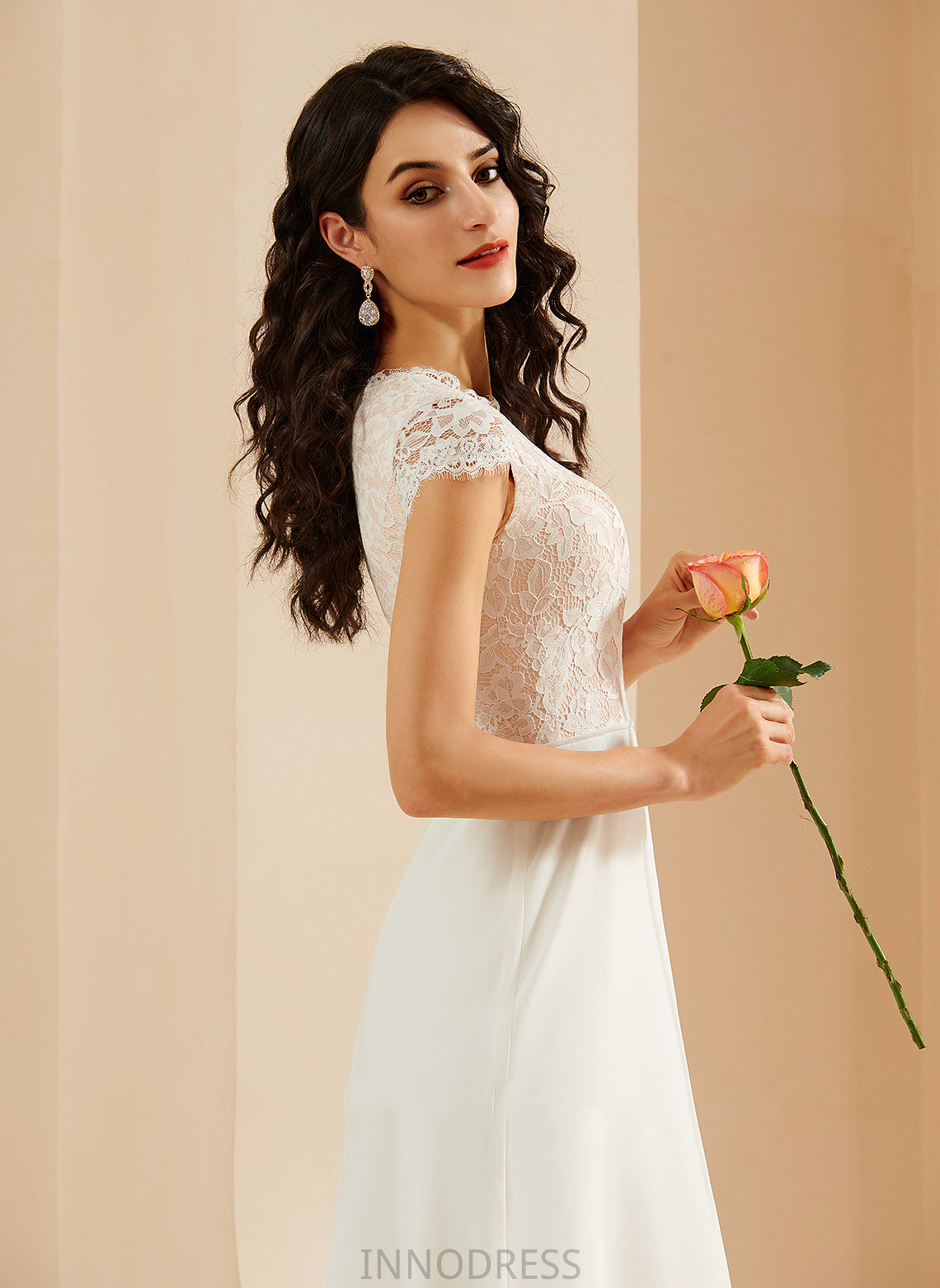 A-Line Wedding Scoop Wedding Dresses Lace Floor-Length Neck With Dress Ali