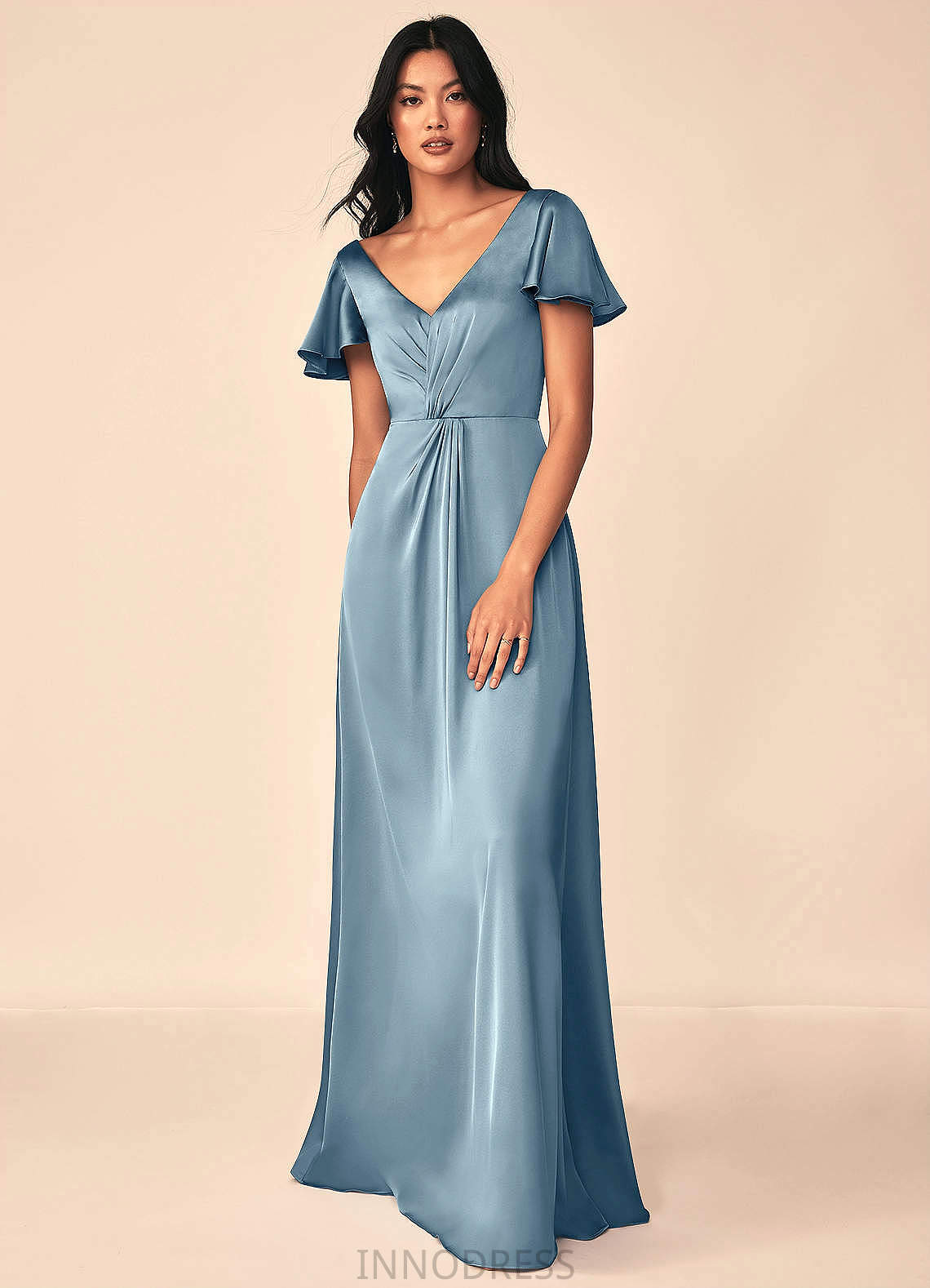 Camila A-Line/Princess Natural Waist Spaghetti Staps Floor Length Sleeveless Bridesmaid Dresses