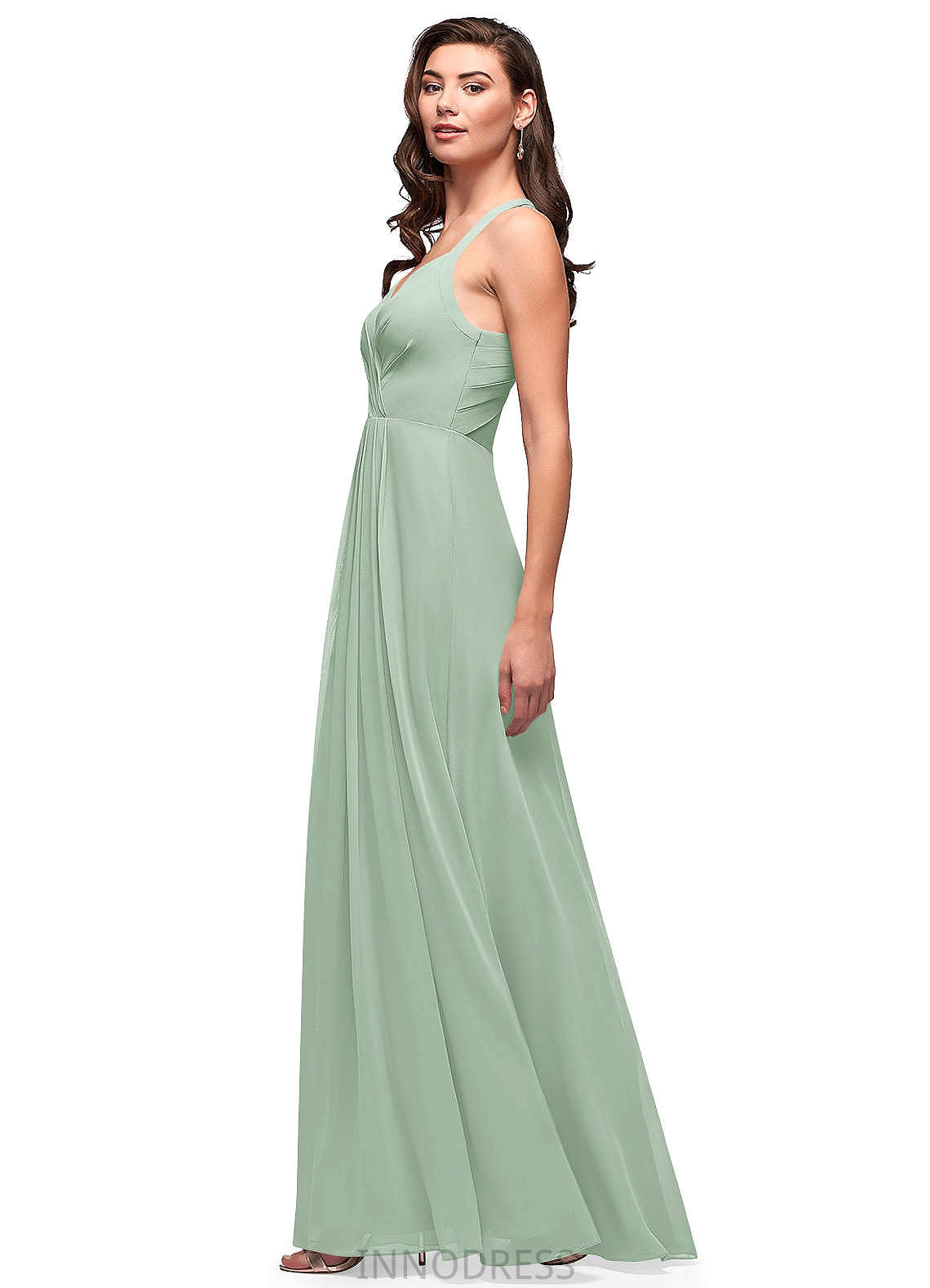 Undine Sleeveless Floor Length V-Neck Natural Waist A-Line/Princess Bridesmaid Dresses