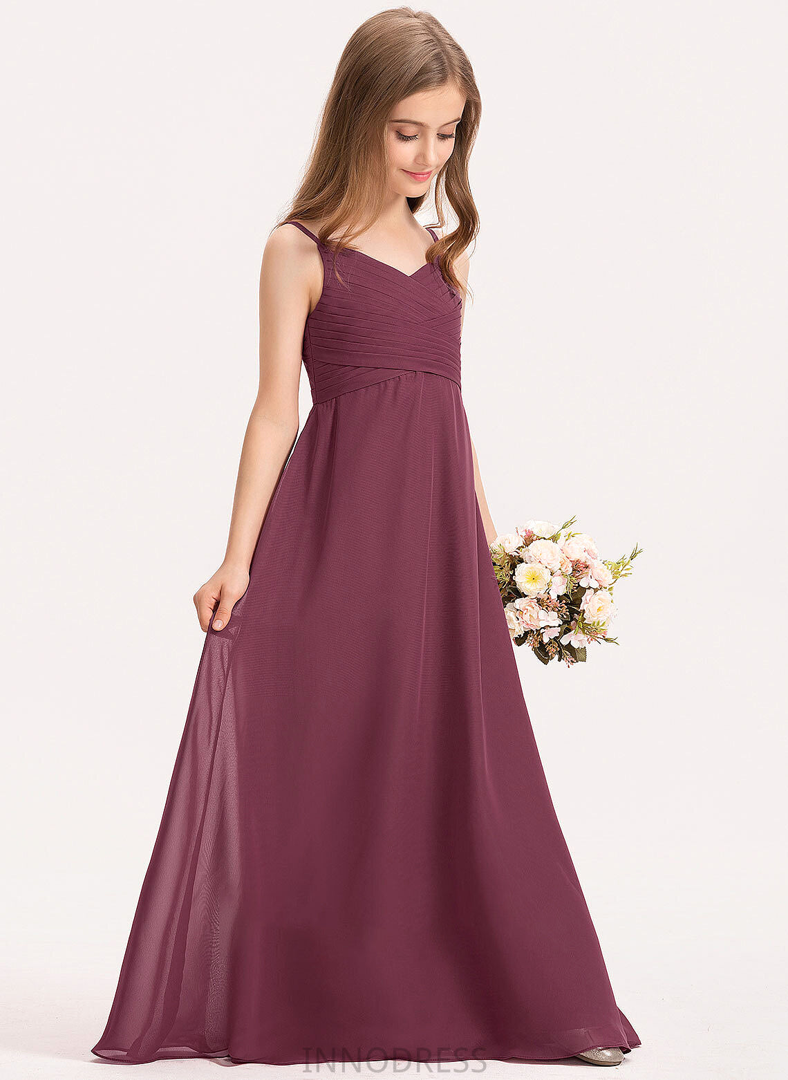 Junior Bridesmaid Dresses Ruffle With Floor-Length Shyanne Chiffon A-Line Sweetheart