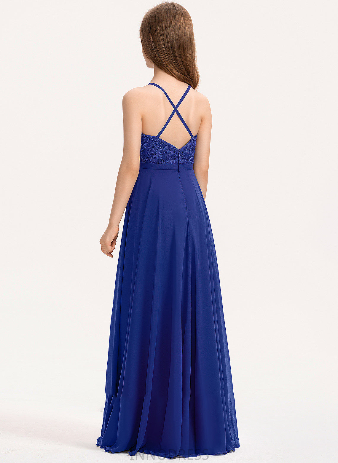 Katelyn Floor-Length Square Neckline Lace Junior Bridesmaid Dresses Chiffon A-Line