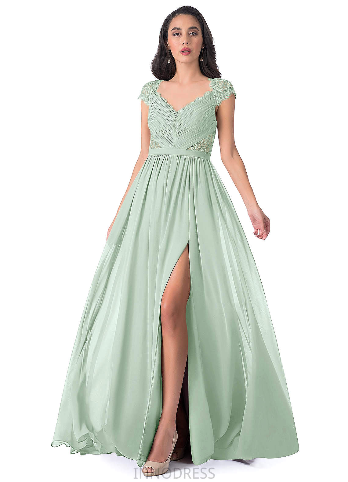 Pam Floor Length Sleeveless Natural Waist A-Line/Princess Spaghetti Staps Bridesmaid Dresses