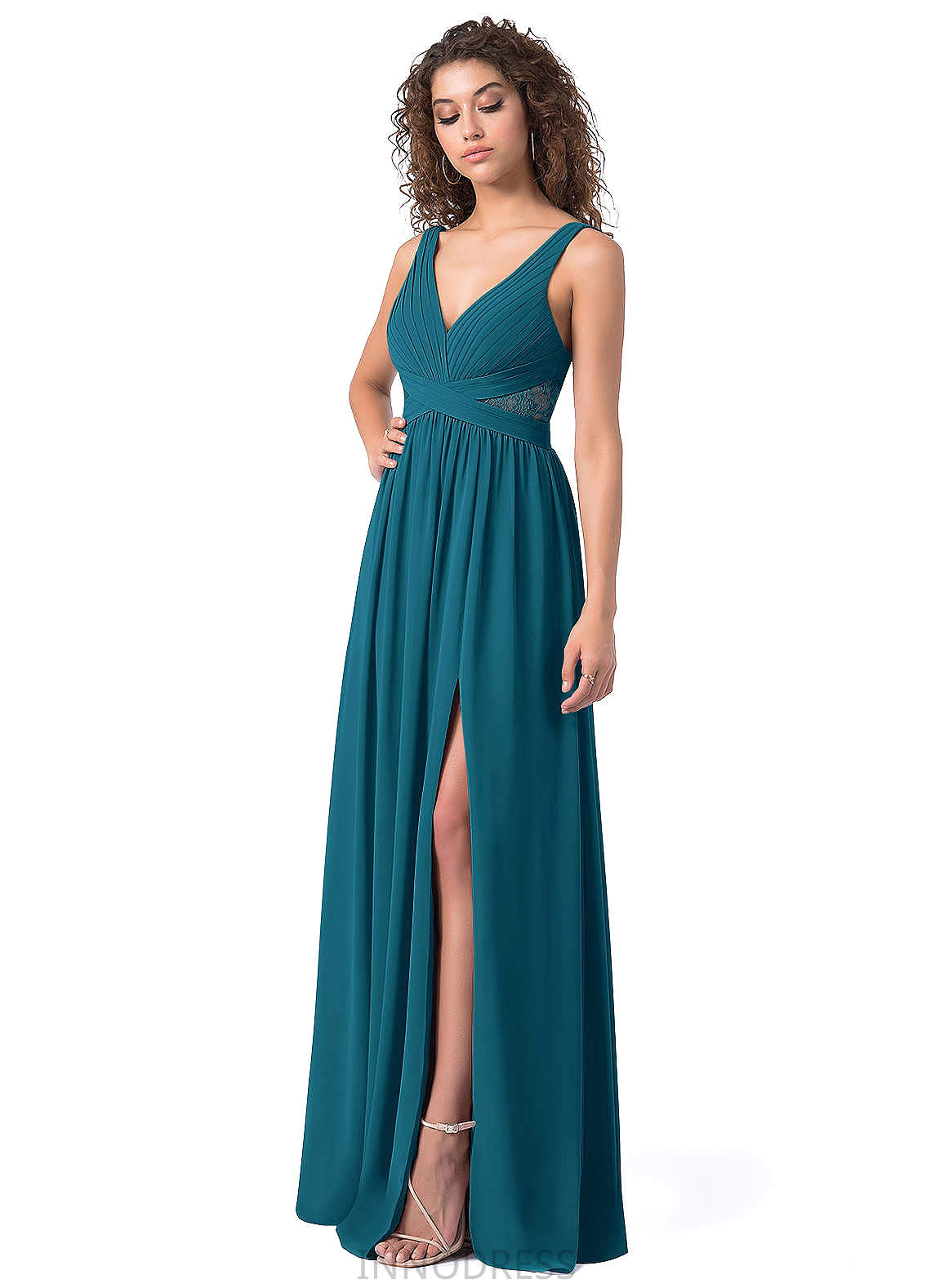 Judy Sleeveless Spaghetti Staps Natural Waist Floor Length A-Line/Princess Bridesmaid Dresses