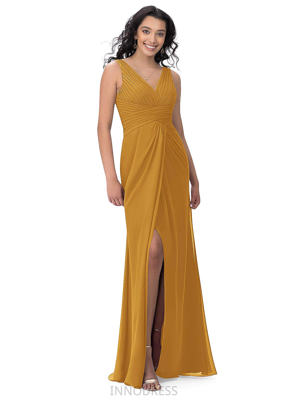 Jo Natural Waist Floor Length A-Line/Princess Sleeveless Spaghetti Staps Bridesmaid Dresses