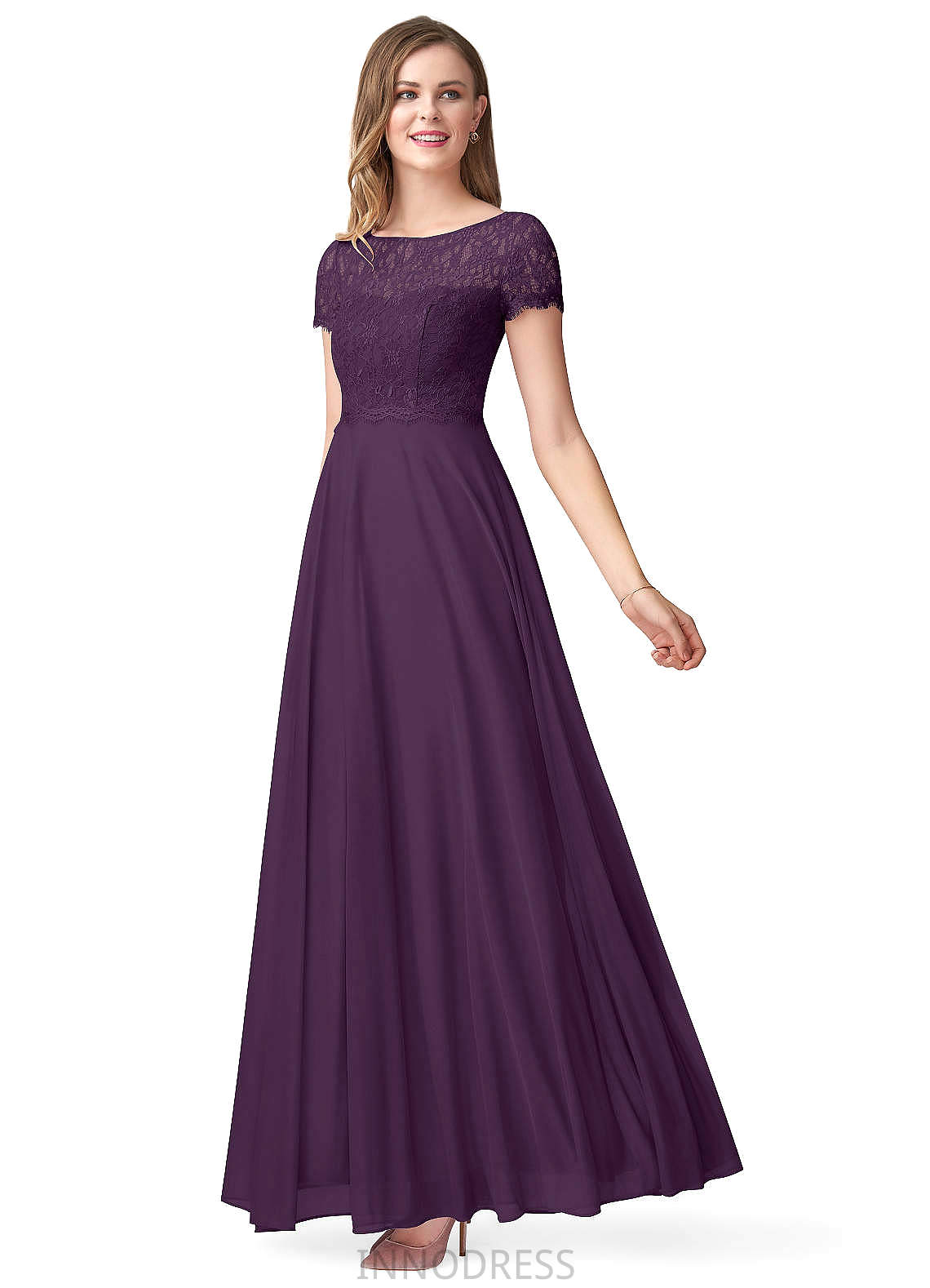 Marlie Satin Sleeveless A-Line/Princess Floor Length Natural Waist V-Neck Bridesmaid Dresses