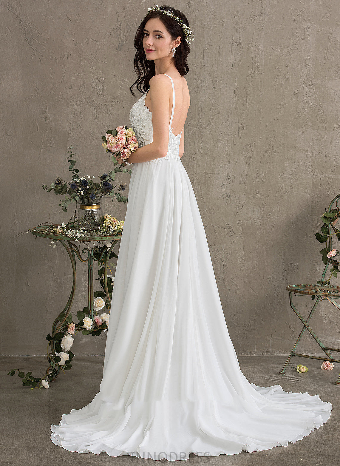 Wedding Dresses Wedding A-Line Dress Train Desirae Sweep Chiffon Sweetheart