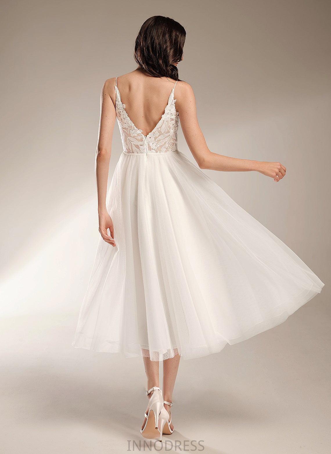 A-Line V-neck Wedding Dresses Wedding Tea-Length Joslyn Dress