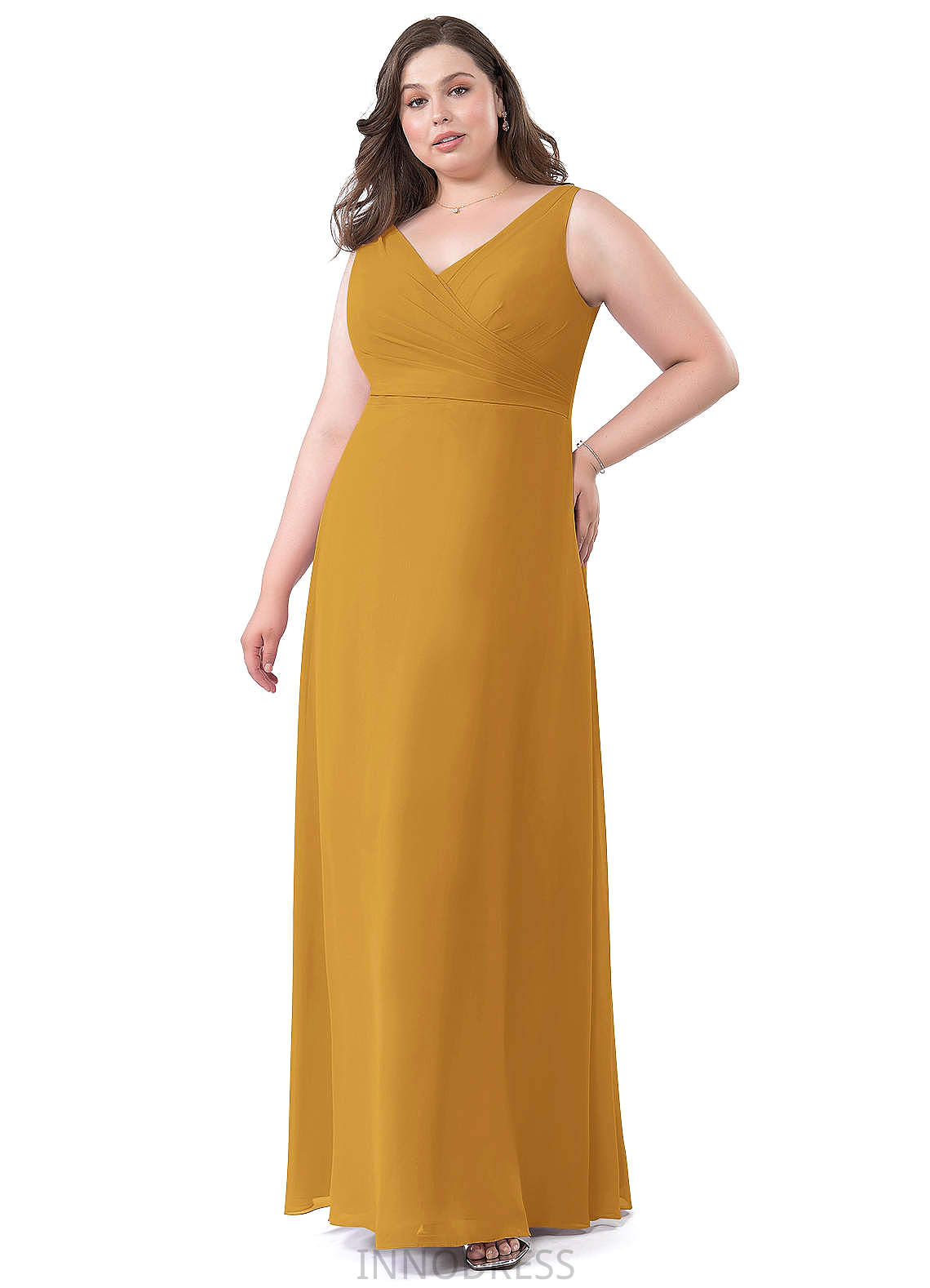 Sarah Natural Waist Floor Length Sleeveless Halter Sheath/Column Bridesmaid Dresses