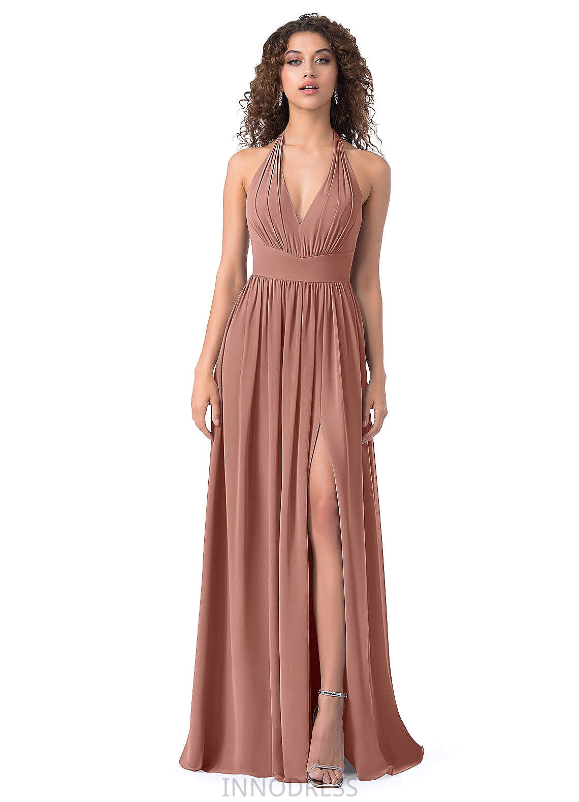 Salma Floor Length Sleeveless A-Line/Princess Natural Waist V-Neck Bridesmaid Dresses