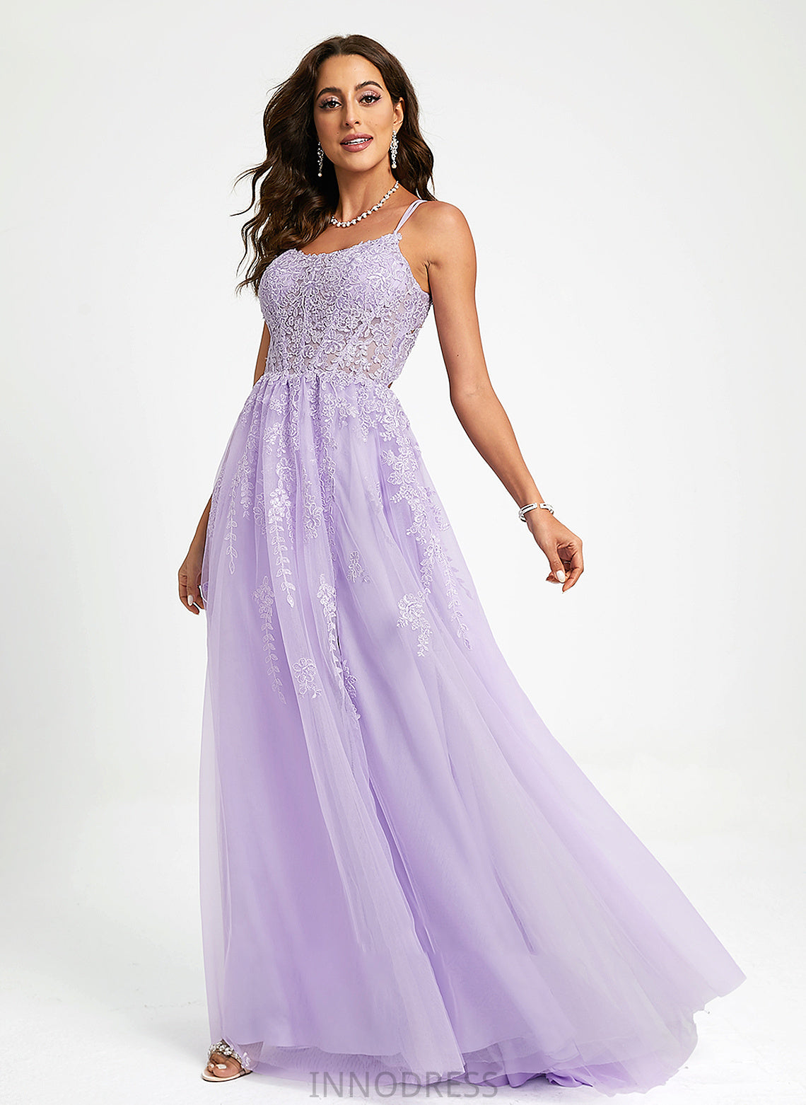 Sweep Scoop Cierra With Neck Train Lace Ball-Gown/Princess Sequins Tulle Prom Dresses