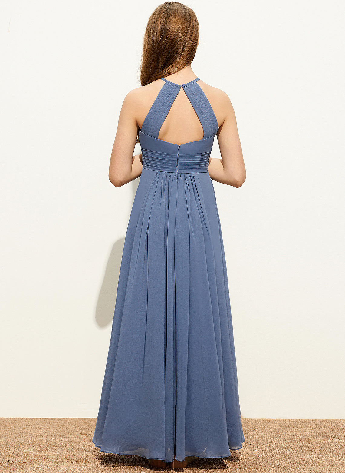 Scoop Junior Bridesmaid Dresses Neck A-Line Floor-Length With Ruffle Lizbeth Chiffon