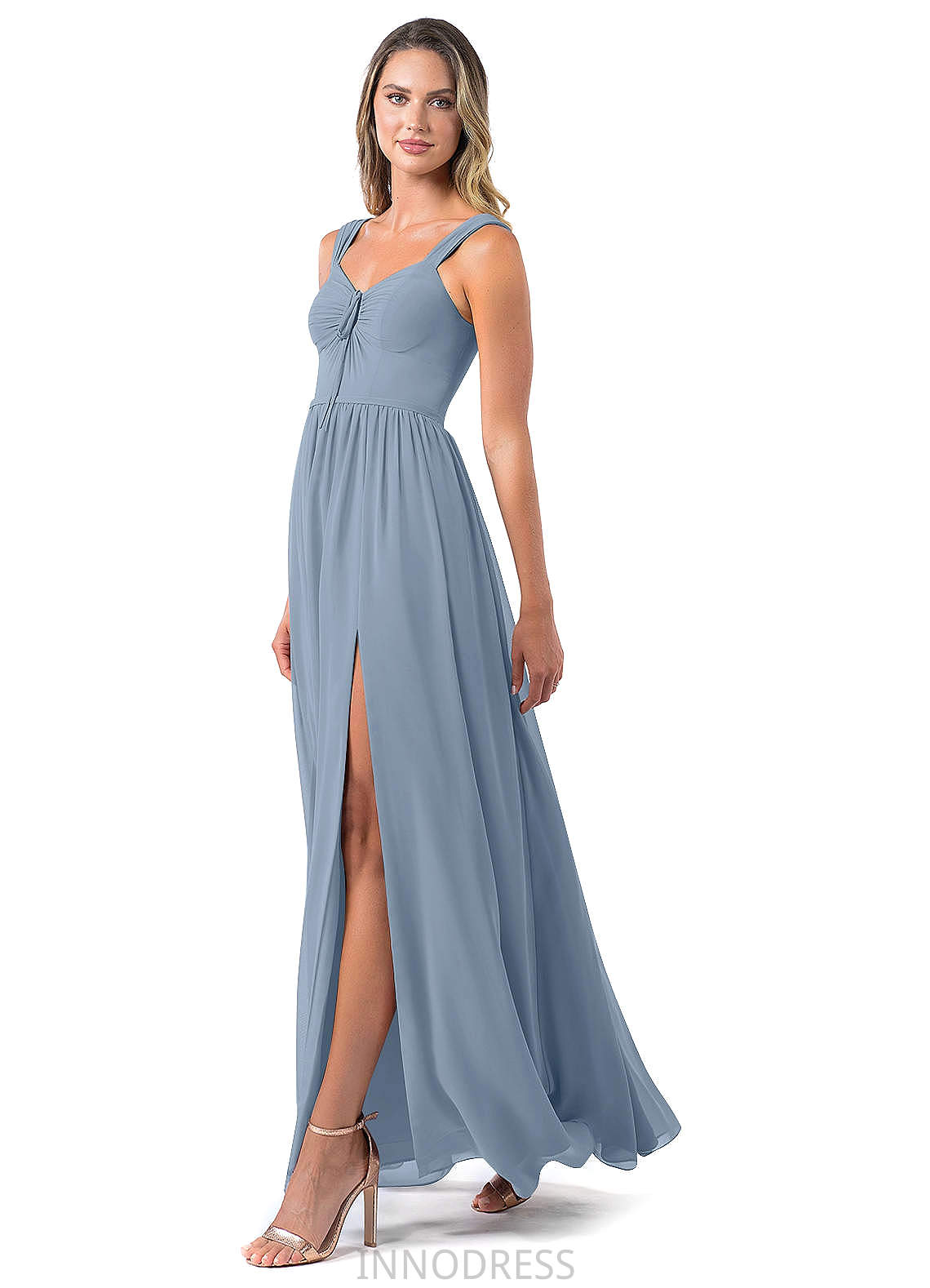 Kiera Short Sleeves V-Neck High Low Natural Waist A-Line/Princess Bridesmaid Dresses