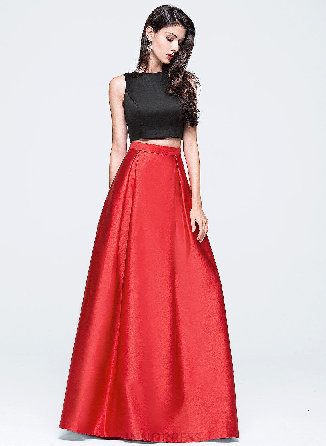 Neck Pockets Prom Dresses Scoop Rebekah Floor-Length Ball-Gown/Princess Satin With