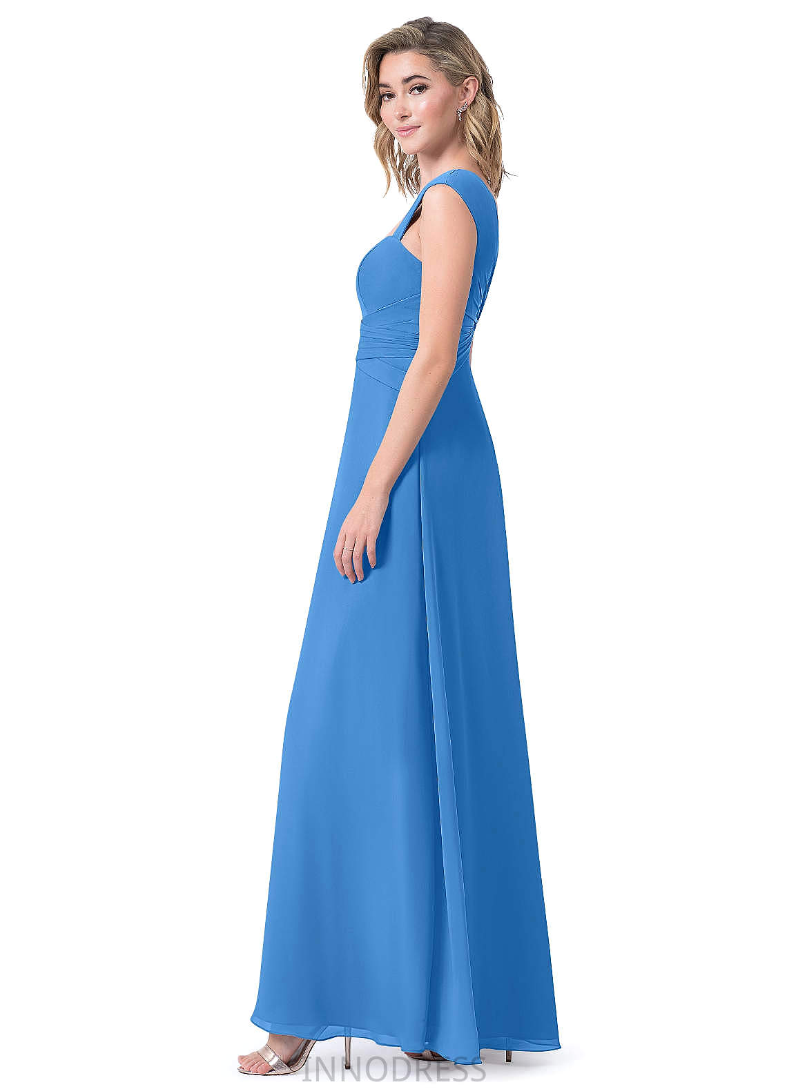 Ainsley V-Neck Sleeveless Natural Waist A-Line/Princess Floor Length Bridesmaid Dresses