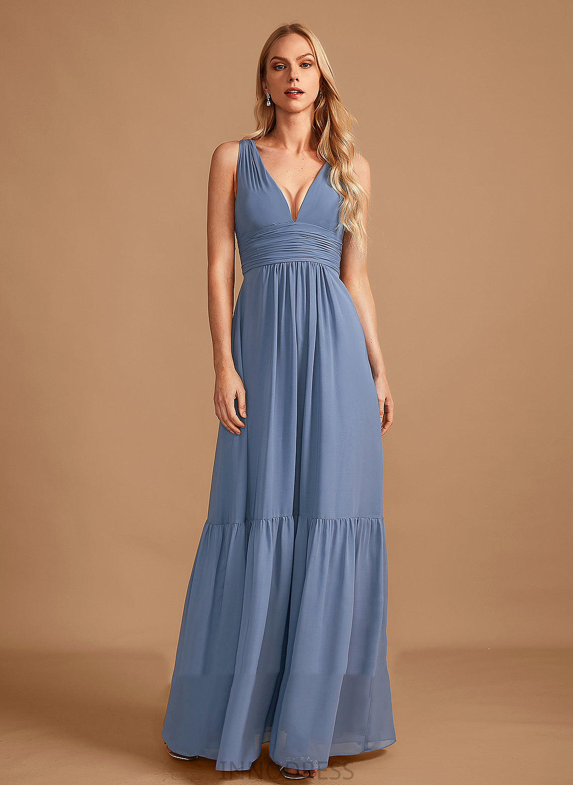 Silhouette Embellishment Neckline V-neck A-Line Floor-Length Pockets Fabric Length Ellen Natural Waist Scoop Bridesmaid Dresses