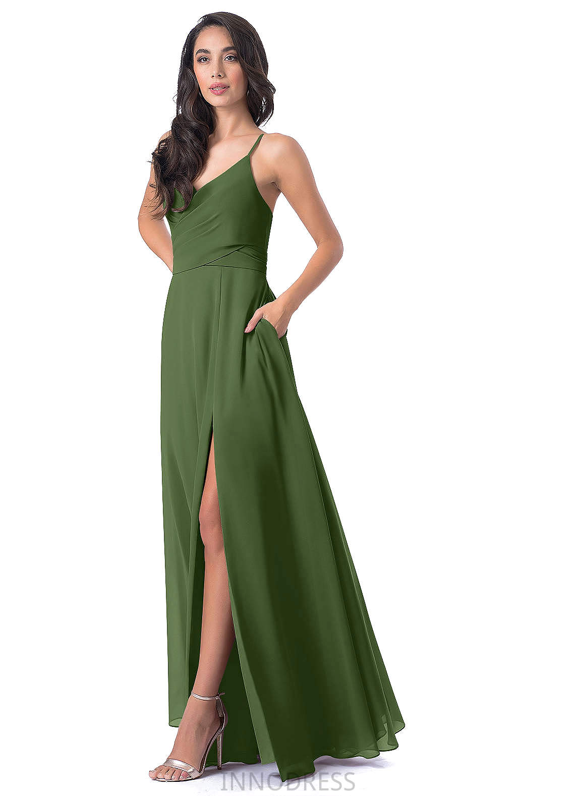 Susanna V-Neck Natural Waist Sleeveless Spaghetti Staps Floor Length Bridesmaid Dresses