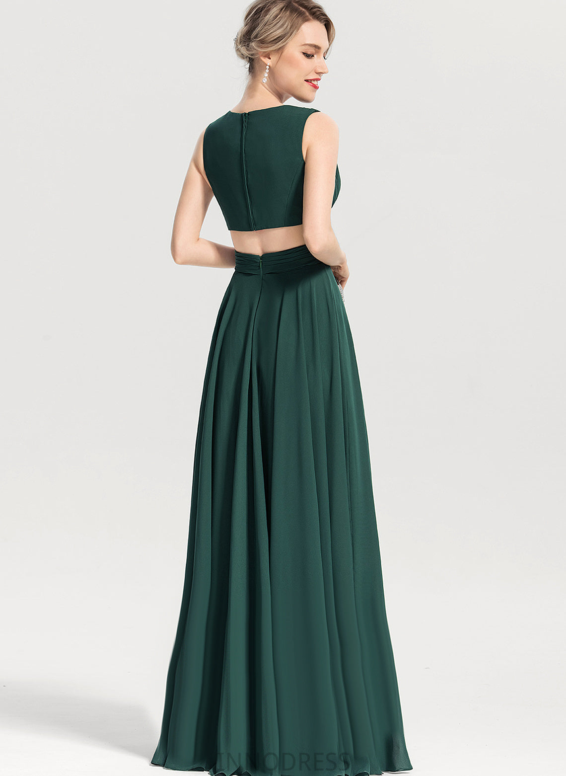 Silhouette Pleated Length Embellishment A-Line Fabric V-neck Floor-Length Neckline Kaila Bridesmaid Dresses