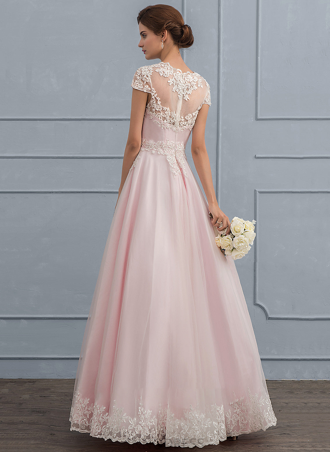 With Ball-Gown/Princess Sequins Dress Beading Floor-Length Wedding Wedding Dresses V-neck Tulle Lana