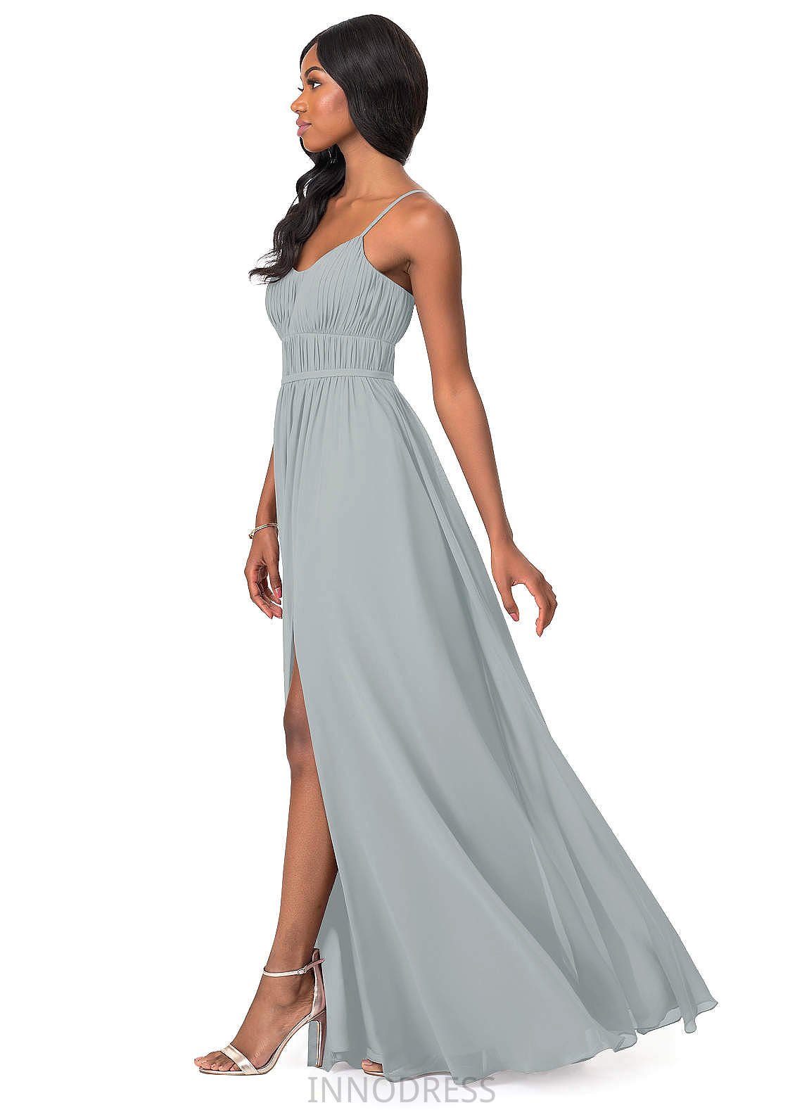 Makayla V-Neck Sleeveless Velvet Natural Waist Floor Length A-Line/Princess Bridesmaid Dresses