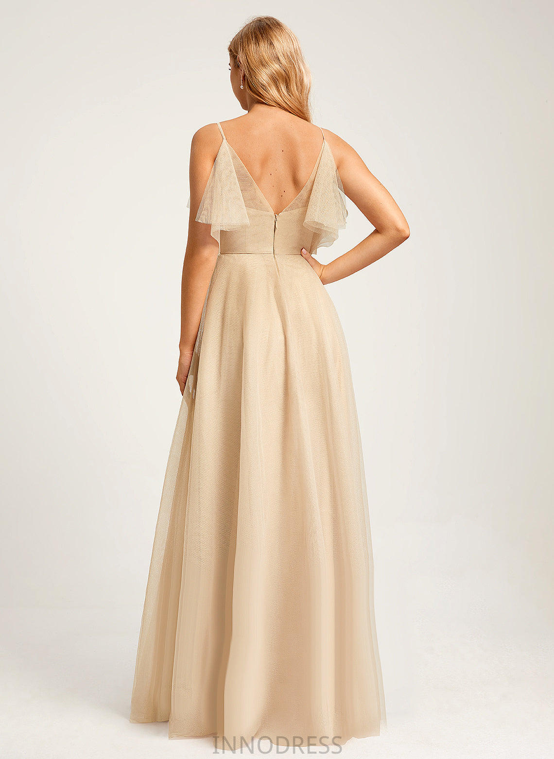 Straps&Sleeves Neckline Length Fabric Tulle Silhouette Floor-Length A-Line V-neck Shaylee Bridesmaid Dresses