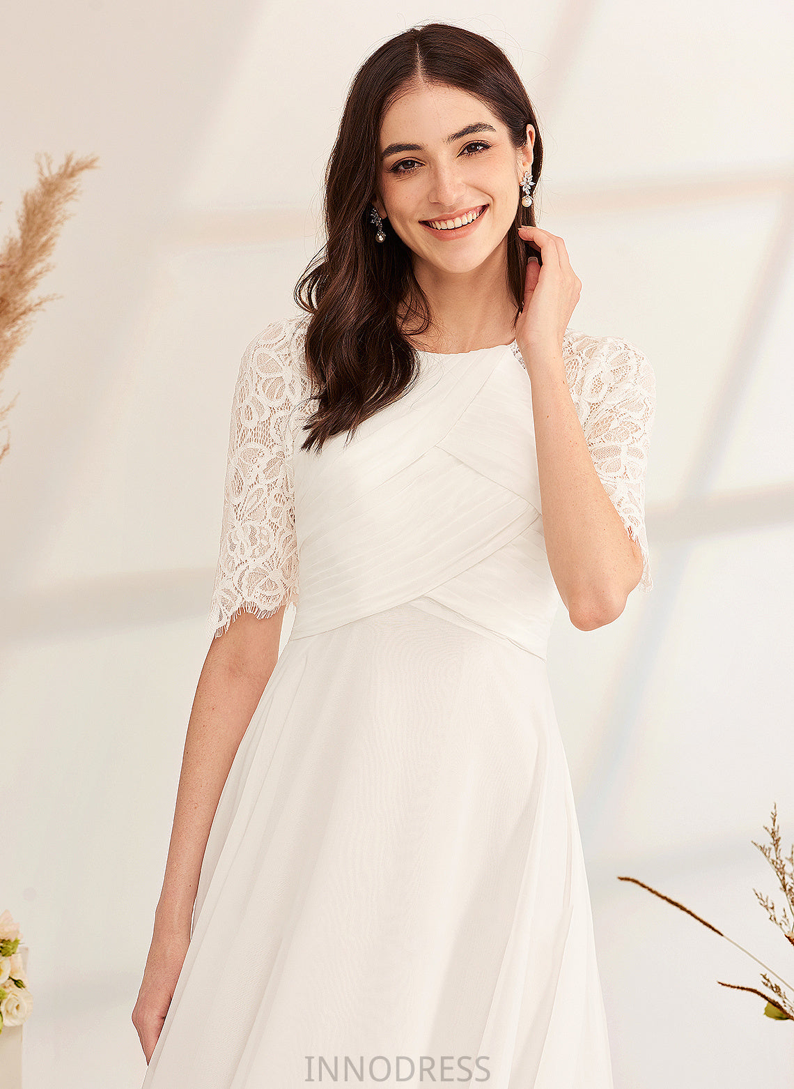 Wedding Dress A-Line Beading Leslie With Wedding Dresses Tea-Length